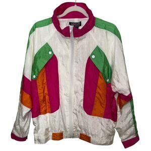 90s Neon Colorblock Windbreaker NWT Y2K Retro Rave Vintage Streetwear Large